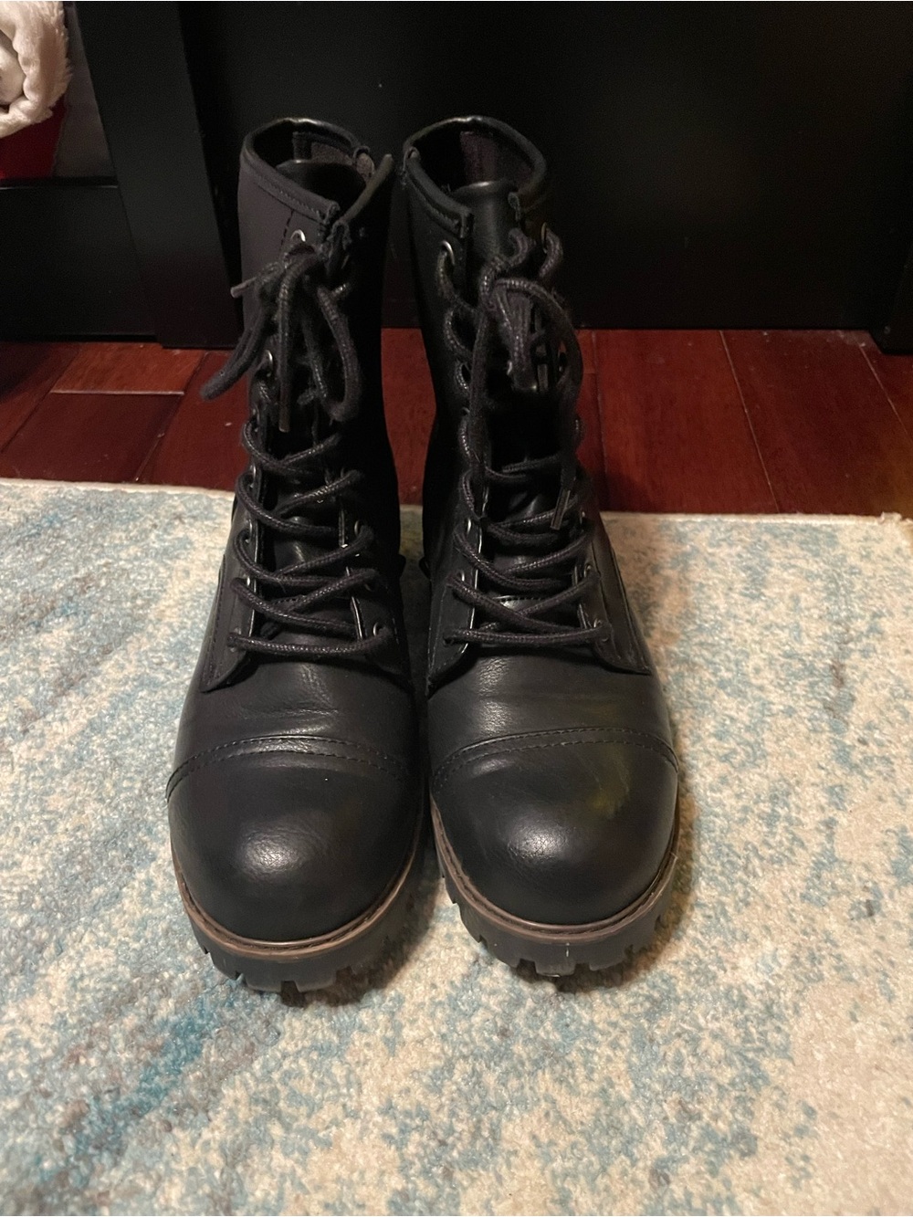Women’s Black Lace-Up Combat Boots
